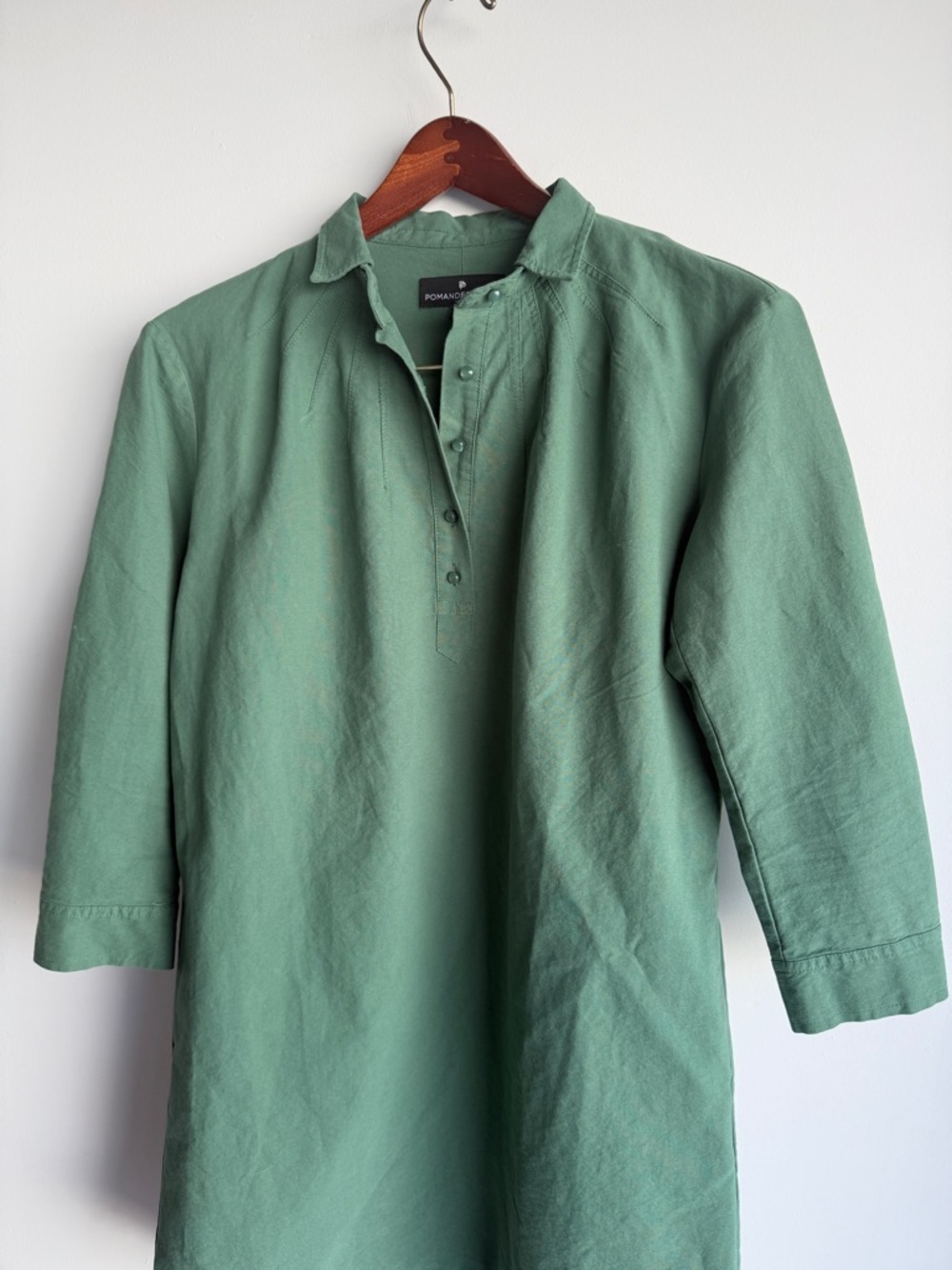 Pomander Place Green Popover Shirt Dress Size S - Picture 3 of 8